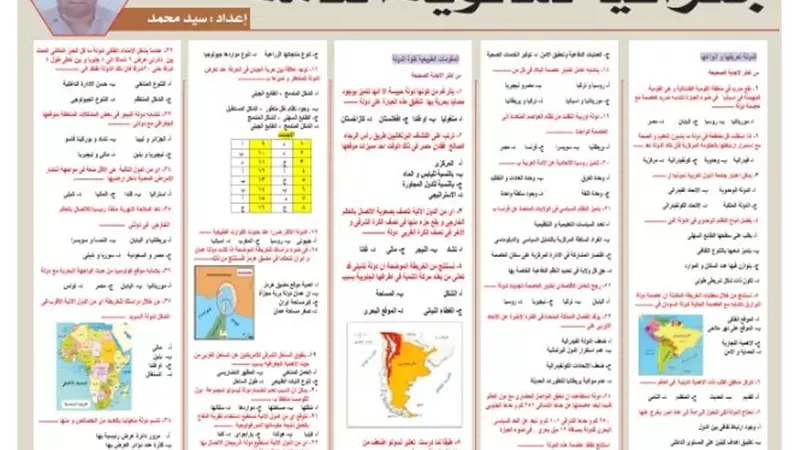 مراجعة الجغرافيا لطلاب الصف الثالث الثانوي 2026