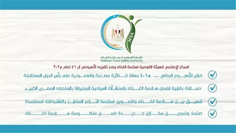 4015 رسالة غذائية مصدرة في أسبوع.. والسعودية على رأس الدول المستقبلة