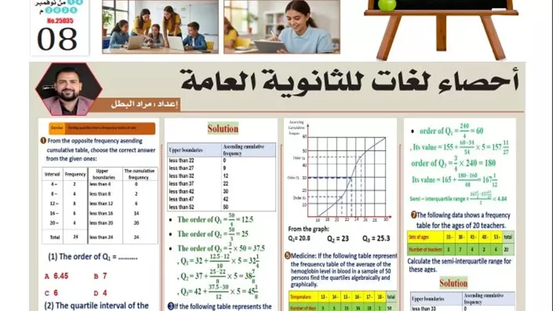 مراجعة نهائية في إحصاء لغات.. و16 سؤالا وإجابتها لـ الثانوية العامة 2026
