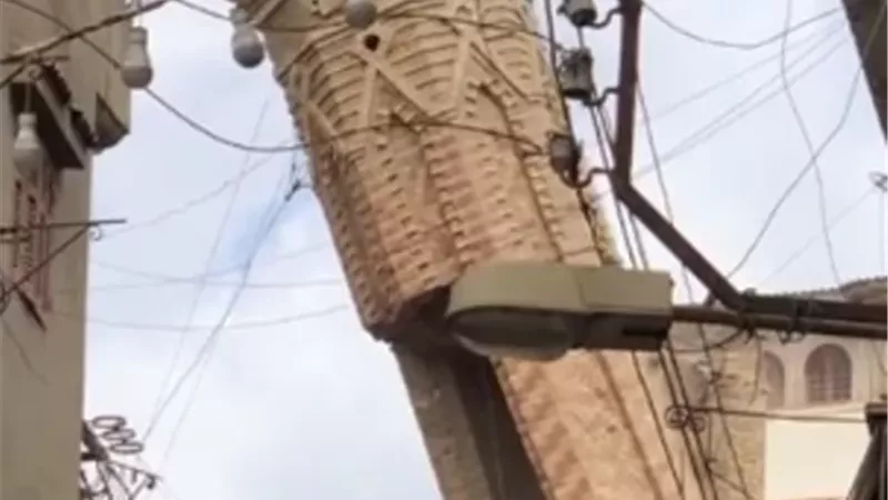 انهيار مئذنة مسجد الطاهرات في بلبيس بالشرقية