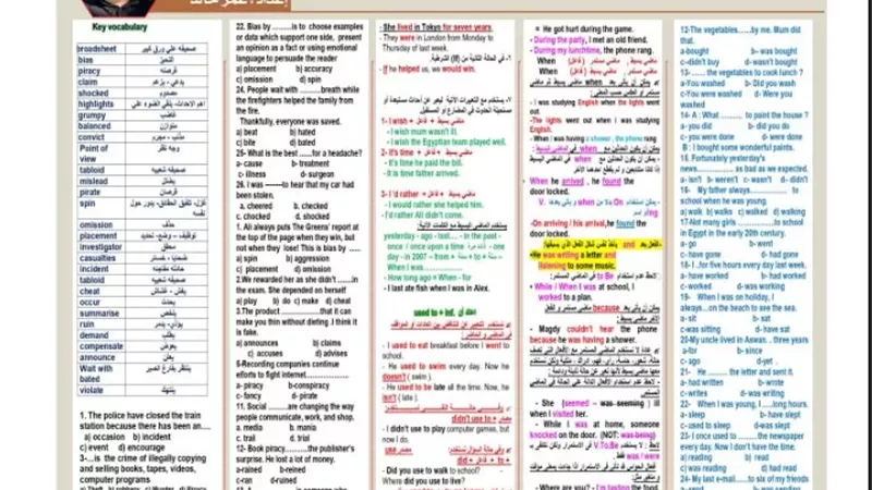 روشتة التفوق في الغة الانجليزية للثانوية العامة 2025