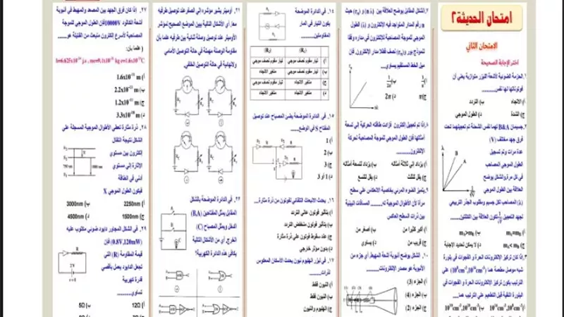 مسائل علي الفيزياء للثانوية العامة 2026