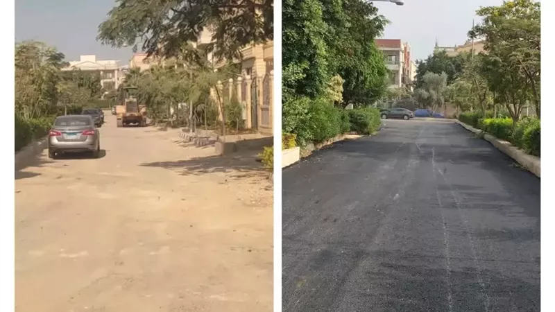 العبور تواصل رفع كفاءة الطرق والأرصفة بالحي الخامس