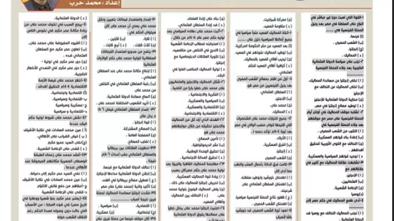 بالإجابات.. 46 سؤالا في التاريخ للثانوية العامة 2026