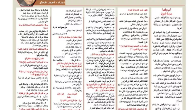 مراجعة علي اللغة العربية للثانوية العامة 2026