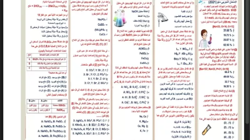 مراجعة لأهم دروس الكيمياء للثانوية العامة