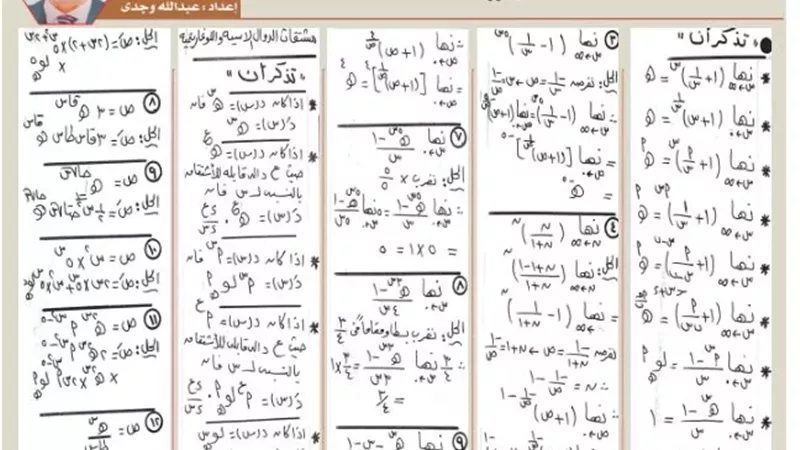 16 سؤالا في النهايات بمادة التفاضل للثانوية العامة 2026