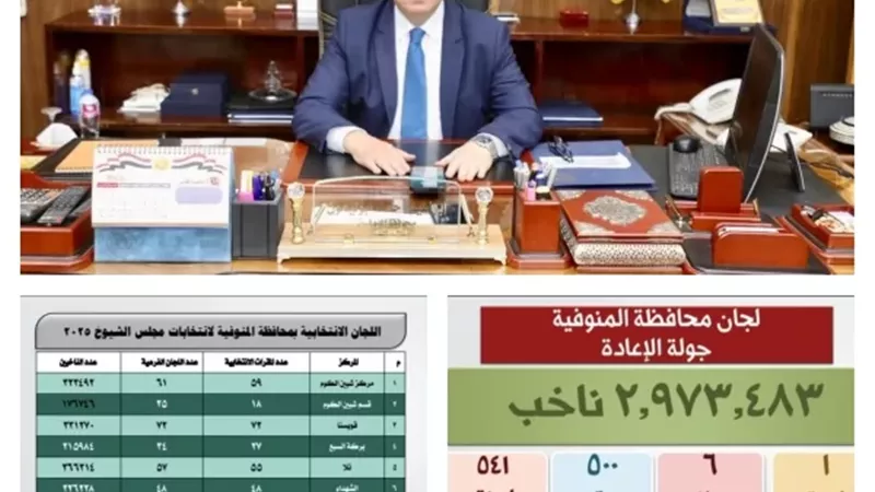 1042 مقرًا انتخابيًا ولجنة فرعية تستقبل 3 ملايين ناخب بالمنوفية