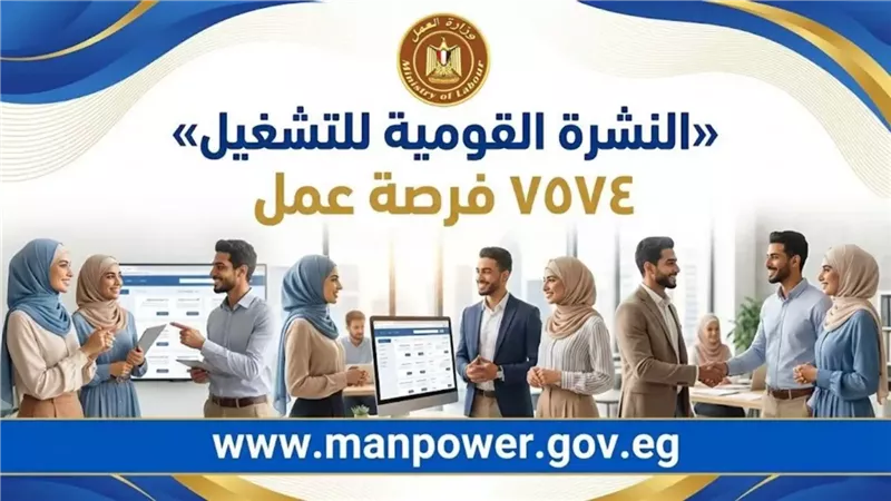 وزارة العمل: 7574 فرصة عمل في 63 شركة بـ13 محافظة.. والتقديم خلال ديسمبر