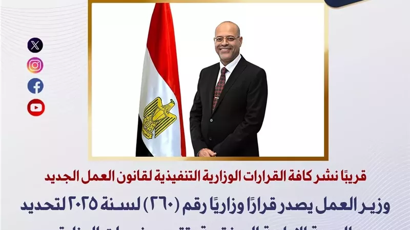 وزير العمل يصدر قرارًا لتحديد الجهة الإدارية المختصة بتقديم خدمات