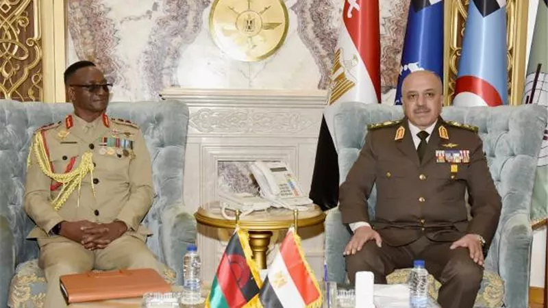 الفريق أحمد خليفة رئيس الأركان يلتقى قائد قوات الدفاع المالاوى
