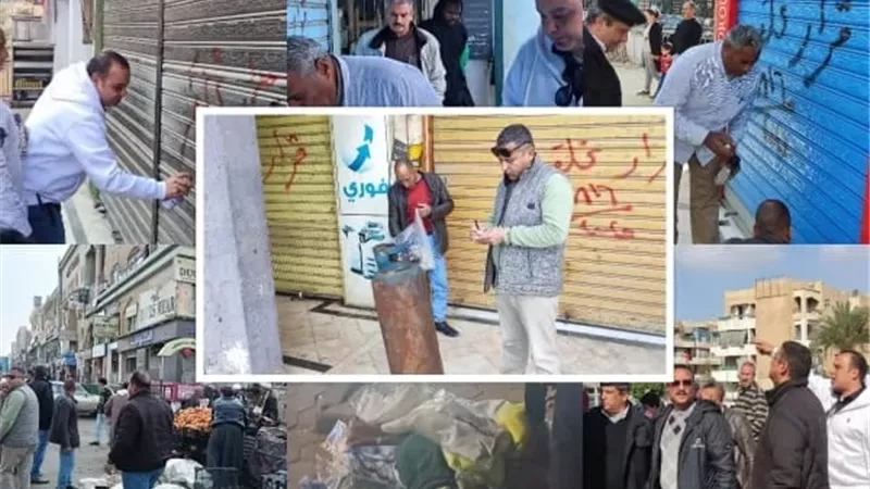 حملة لإزالة الإشغالات وغلق محال مخالفة وفرض الانضباط بالعبور