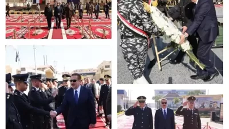 محافظ المنوفية ومدير الأمن يضعان إكليل الزهور على النصب التذكاري