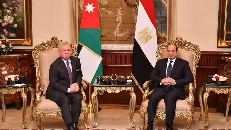 الرئيس السيسي والملك عبد الله: إقامة الدولة الفلسطينية السبيل الوحيد لتحقيق الاستقرار بالمنطقة