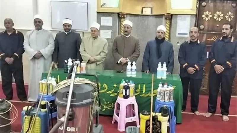 حملة نظافة مكبرة بجميع مساجد القليوبية استعدادًا لشهر رمضان