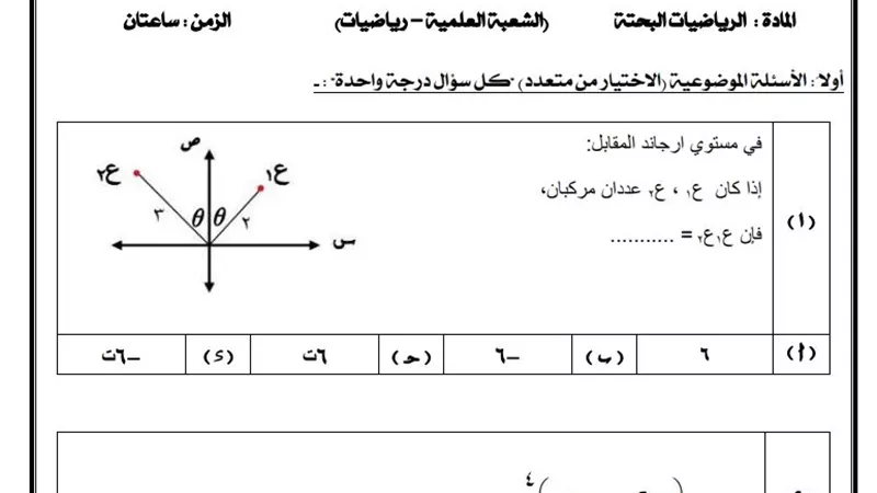 دليلك للمراجعة النهائية.. النموذج الاسترشادي الأول في الرياضيات البحتة لـ الثانوية العامة 2026