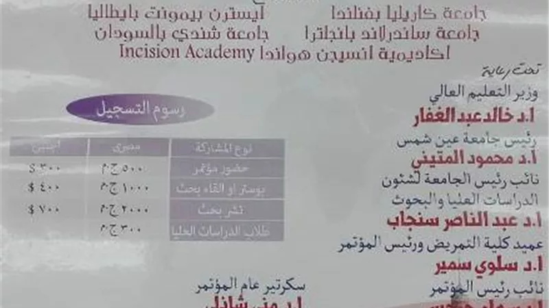 الأربعاء... تنظيم المؤتمر الدولى الرابع عشر 