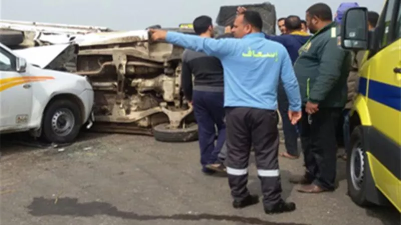 مصرع 3 أشخاص فى حادث تصادم سيارتين ببنى سويف