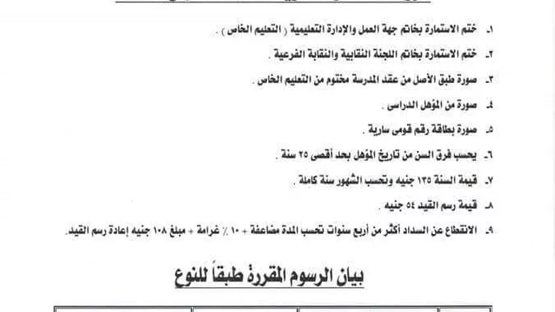 مستند .. تعرف على رسوم الحصول على عضوية نقابة المعلمين بالمدارس الخاصة