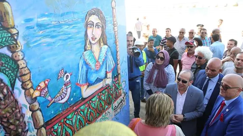 محافظ كفرالشيخ يتفقد جداريات ملتقى البرلس الدولى للرسم على الحوائط