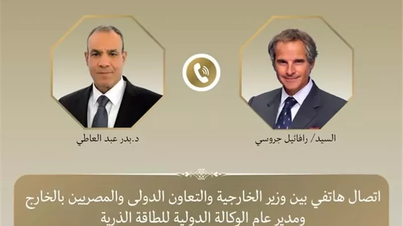 مدير الوكالة الدولية للطاقة الذرية: نثمن جهود مصر للتهدئة وخفض التصعيد في المنطقة