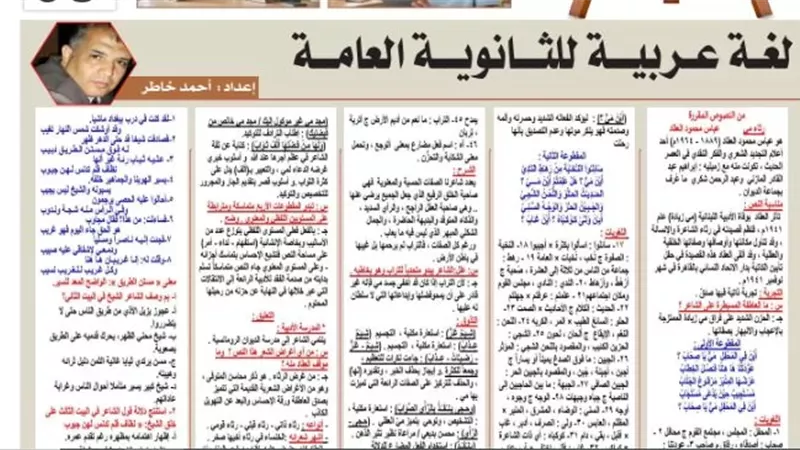 أقوي مراجعة ف اللغة العربية للثانوية العامة 2026