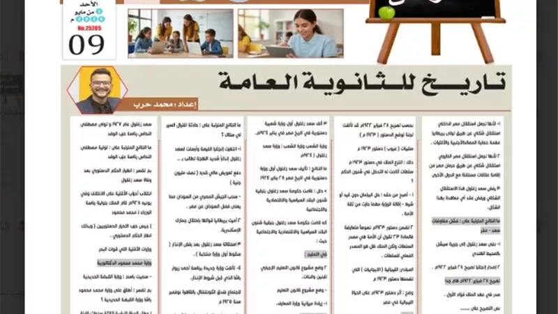 مراجعة في التاريخ للثانوية العامة 2026