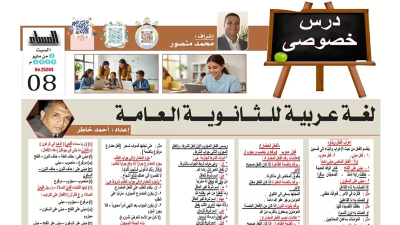 اختبار نحو على الوحدة الخامسة لطلاب الثانوية العامة.. أوعى تفوتها