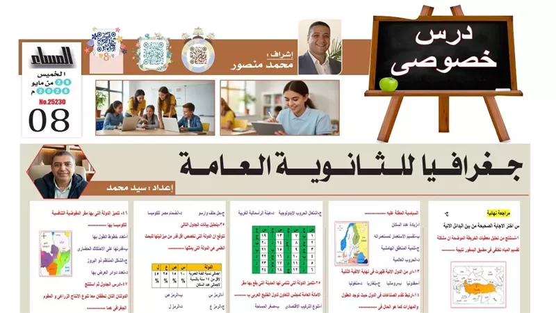 51 سؤالا وإجابتها في الجغرافيا للثانوية العامة