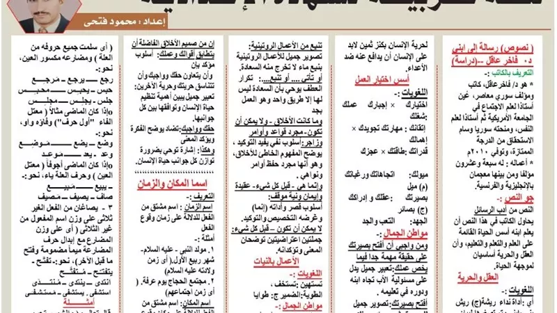 مراجعة هامة في النصوص و النحو للشهادة الإعدادية 2026