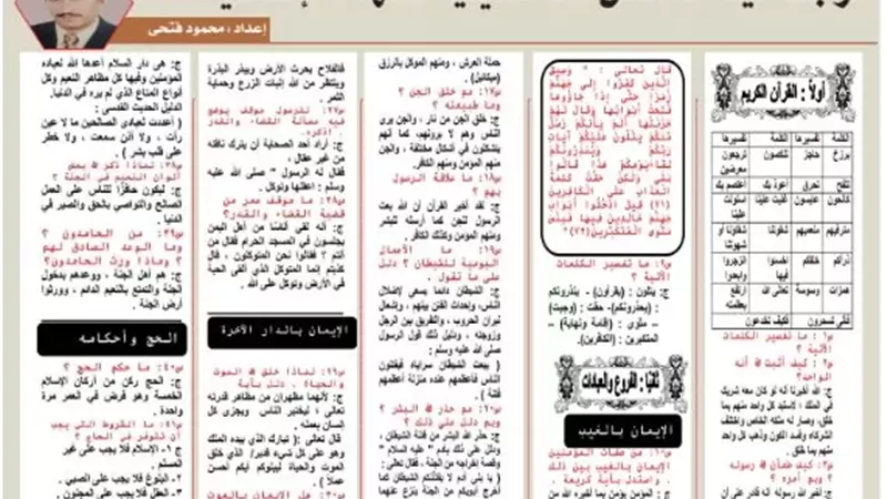 مراجعة هامة في التربية الدينية الإسلامية للشهادة الإعدادية 2026