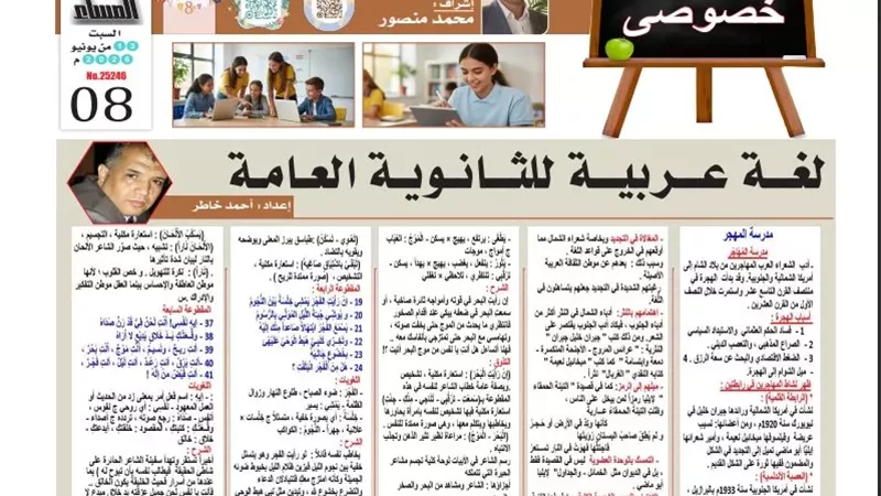 مراجعة ليلة امتحان الأدب في اللغة العربية لطلاب الثانوية العامة