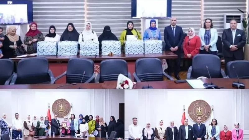 وزير العمل يسلم ماكينات خياطة وحقائب مهنية لخريجات التدريب بالمنوفية وأسيوط