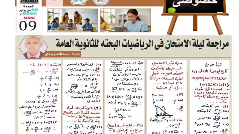 حمل الآن 12 سؤالًا بالإجابات في الفصل الأول تفاضل لطلاب الثانوية العامة