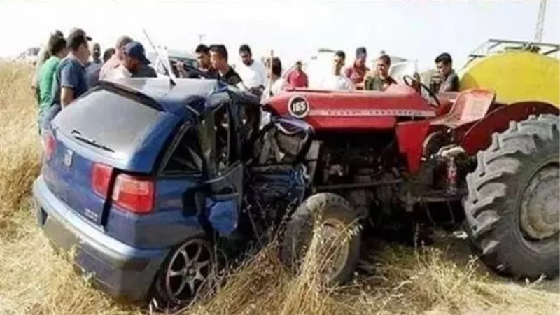 إصابة 6 في تصادم سيارة ملاكي بجرار زراعي على طريق جمصة