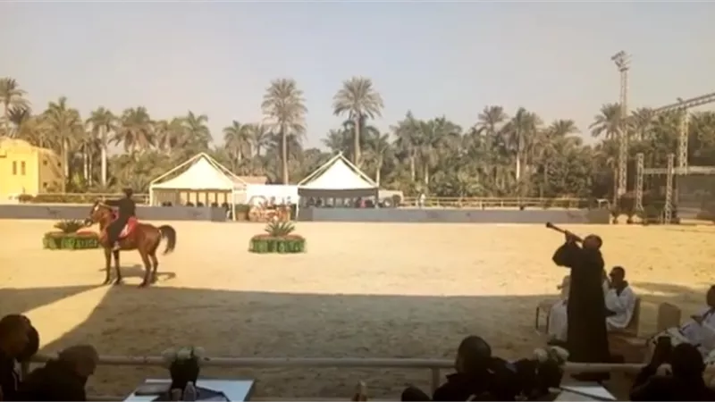منظمة الجواد العربي لمربي الخيل العربية الاصيلة تعرض فرقة ادب الفروسية امام الحاضرين.. فيديو