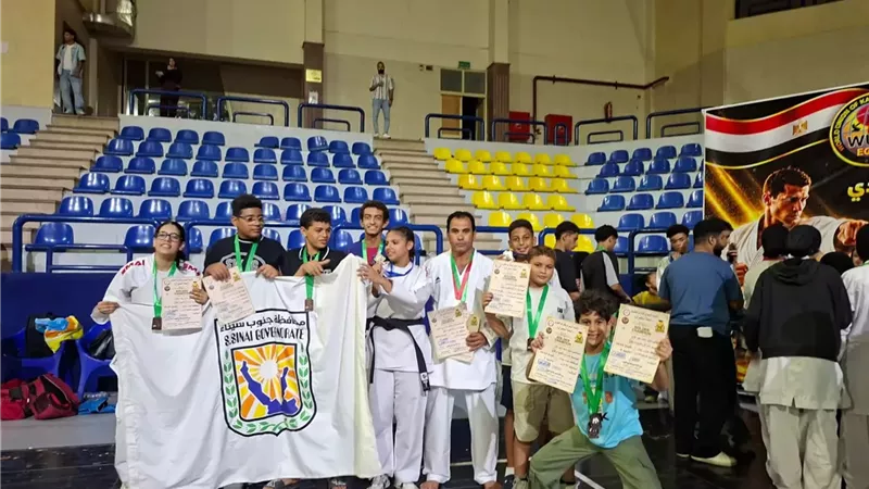 أبطال جنوب سيناءيحصدون المراكزالأولى ببطولةالبطل الذهبي للكاراتيه