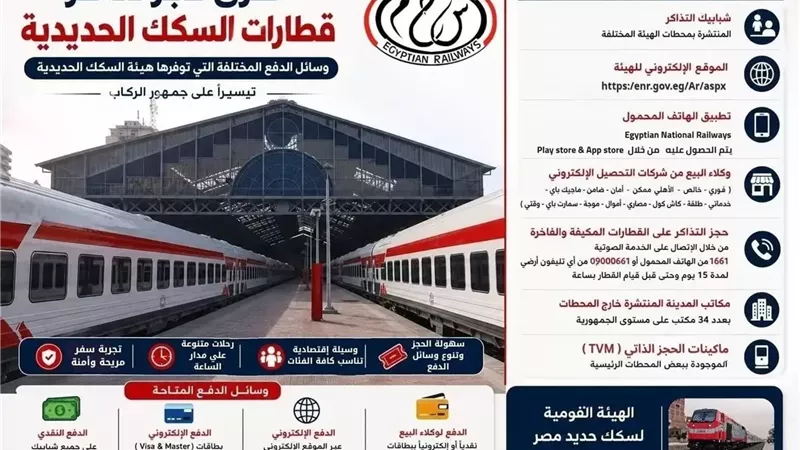 بل السفر.. تعرف على طرق حجز تذاكر قطارات السكك الحديدية