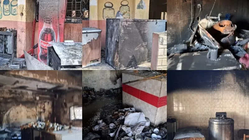 ننشر صور حريق منفذ ألبان مدرسة مشتهر الزراعية بالقليوبية
