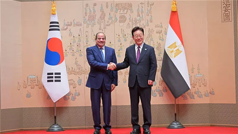 الرئيس الكوري: اتقفت مع الرئيس السيسي على التوسع في مجال الصناعات الدفاعية المشتركة