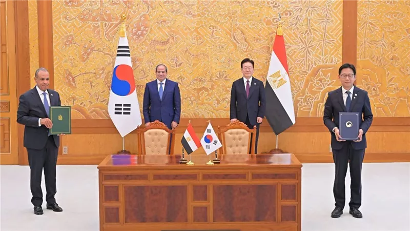 الرئيس السيسي ونظيره الكوري يشهدان التوقيع على عدد من الاتفاقيات ومذكرات التفاهم بين البلدين