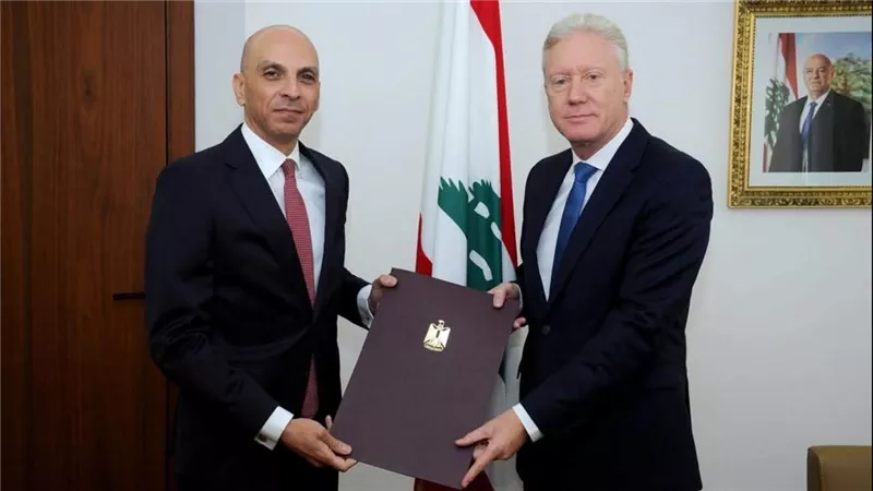 السفير تميم خلاف سفير مصر الجديد لدى بيروت يلتقى وزير الخارجية اللبنانى