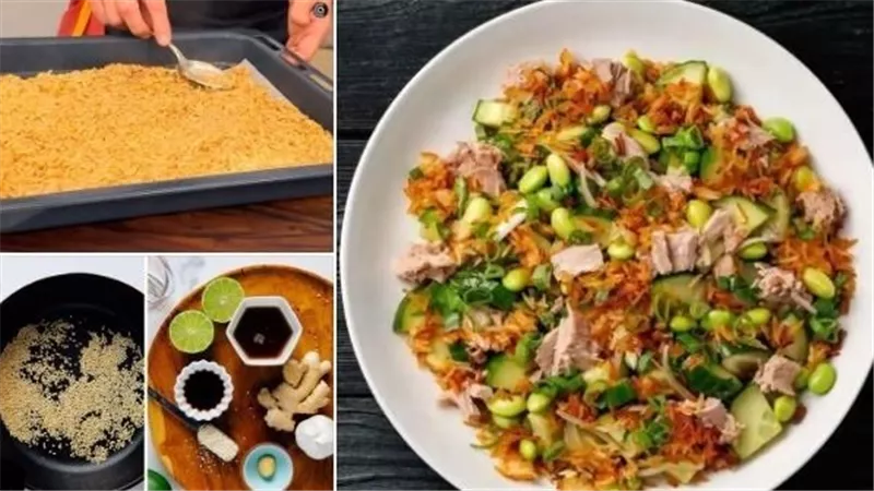 سلطة التونة بالأرز المقرمش .. وصفة آسيوية شهية