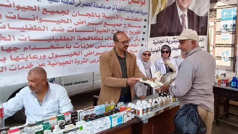  قافلة بيطرية مجانية بقرية النظارة بميت سلسيل