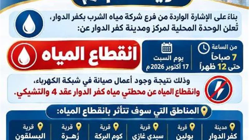  انقطاع المياه عن مدينة كفر الدوار