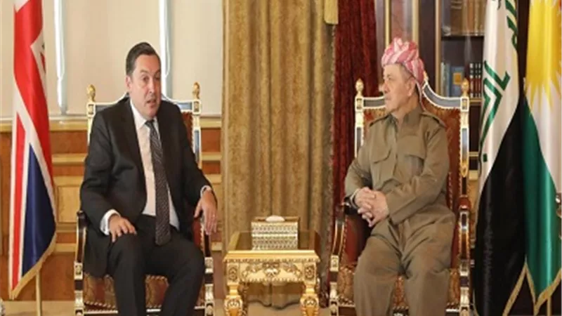 بارزاني والسفير البريطانى يبحثان تطوير العلاقات الثنائية ودعم كردستان
