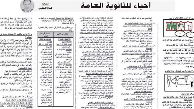 أقوى الاسئلة والاجوبة لمادة الاحياء للثانوية العامة
