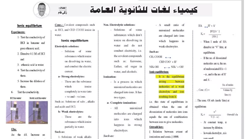 أهم مراجعات الكيمياء لغات للثانوية العامة