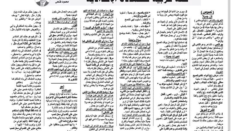 درس خصوصي في اللغة العربية للشهادة الاعدادية