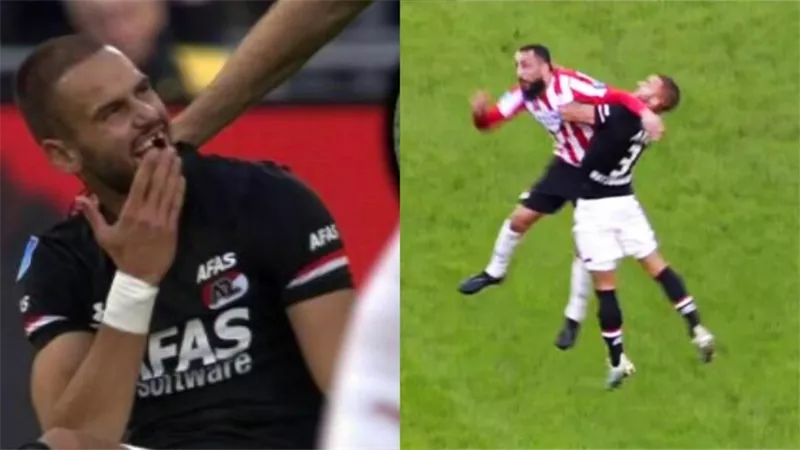 لاعب يفقد أسنانه الأمامية إثر التحام هوائي